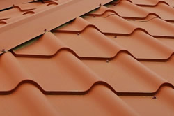 Photo of metal roof tiles.